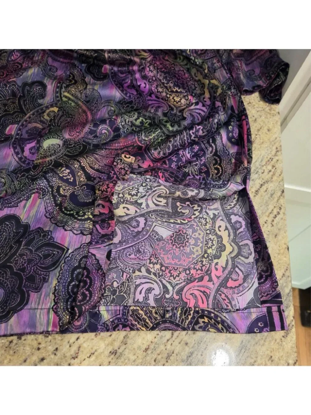 Natori Size XS Caftan Half Zip Multi-colored Floral Paisley Print Lounge Robe